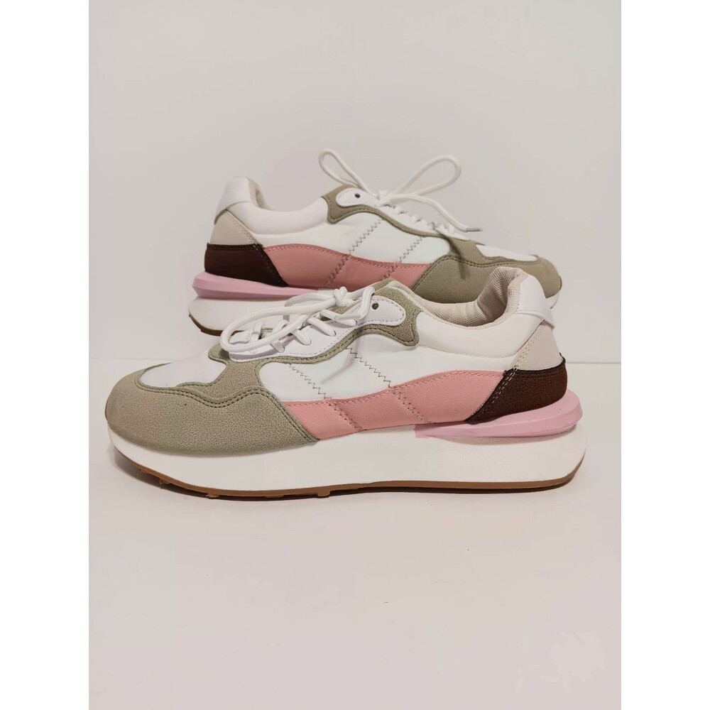 Jessica Carlyle Color Block White Pink Sneakers Women's Sz 10
